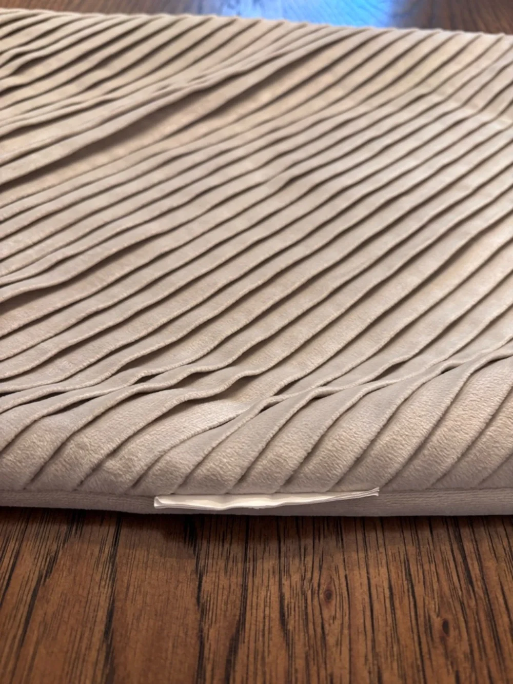 Champagne Velvet Pleated Lumbar Pillow Cover 14x20 Neutral Modern Glam